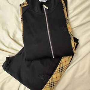 Burberry Black Track Set with Signature Nova Check Trim XXL